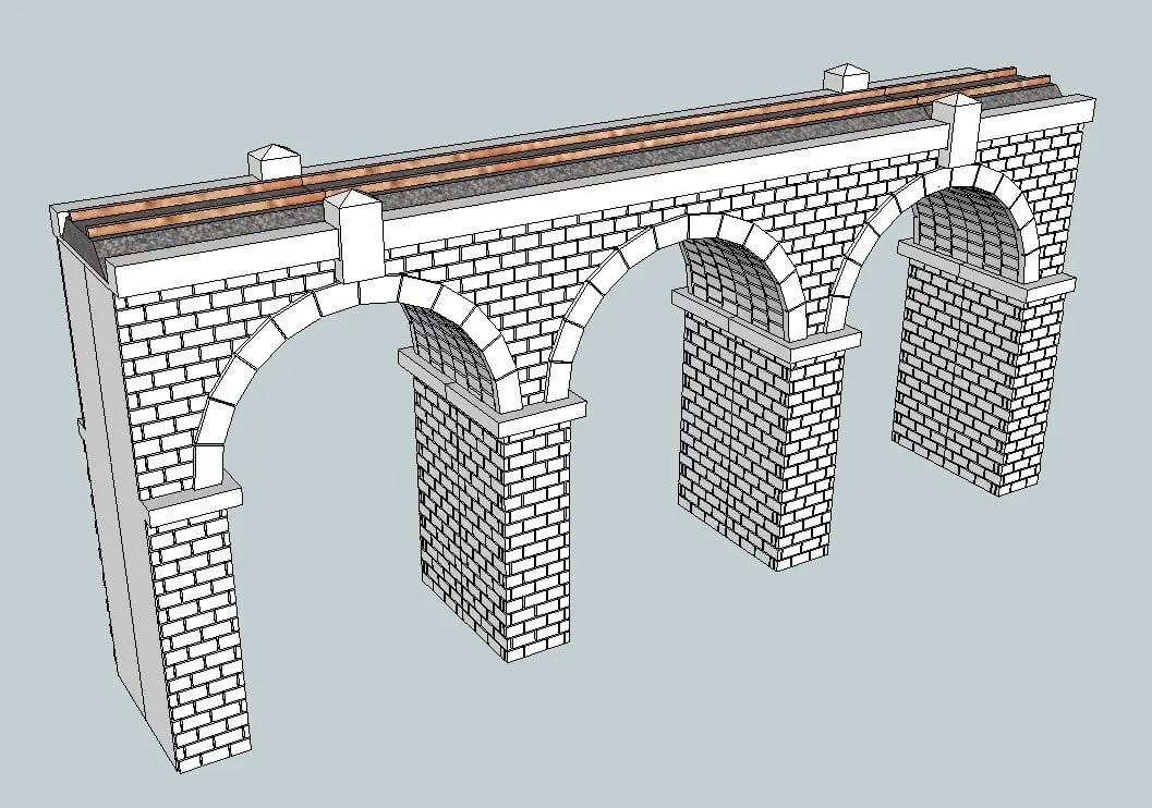 HO Scale Arched Stone Bridge — modelo 3D