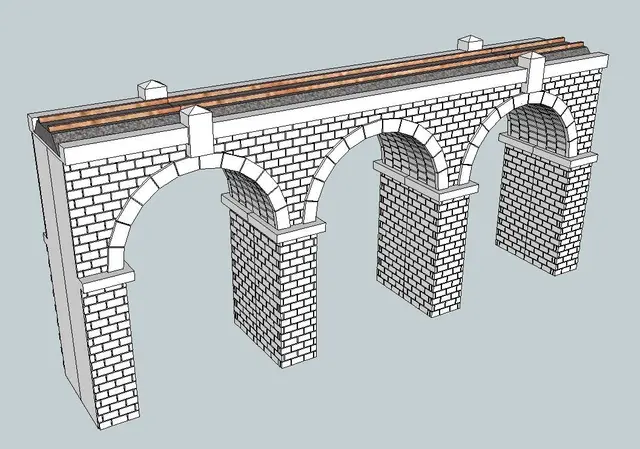 HO Scale Arched Stone Bridge — modelo 3D
