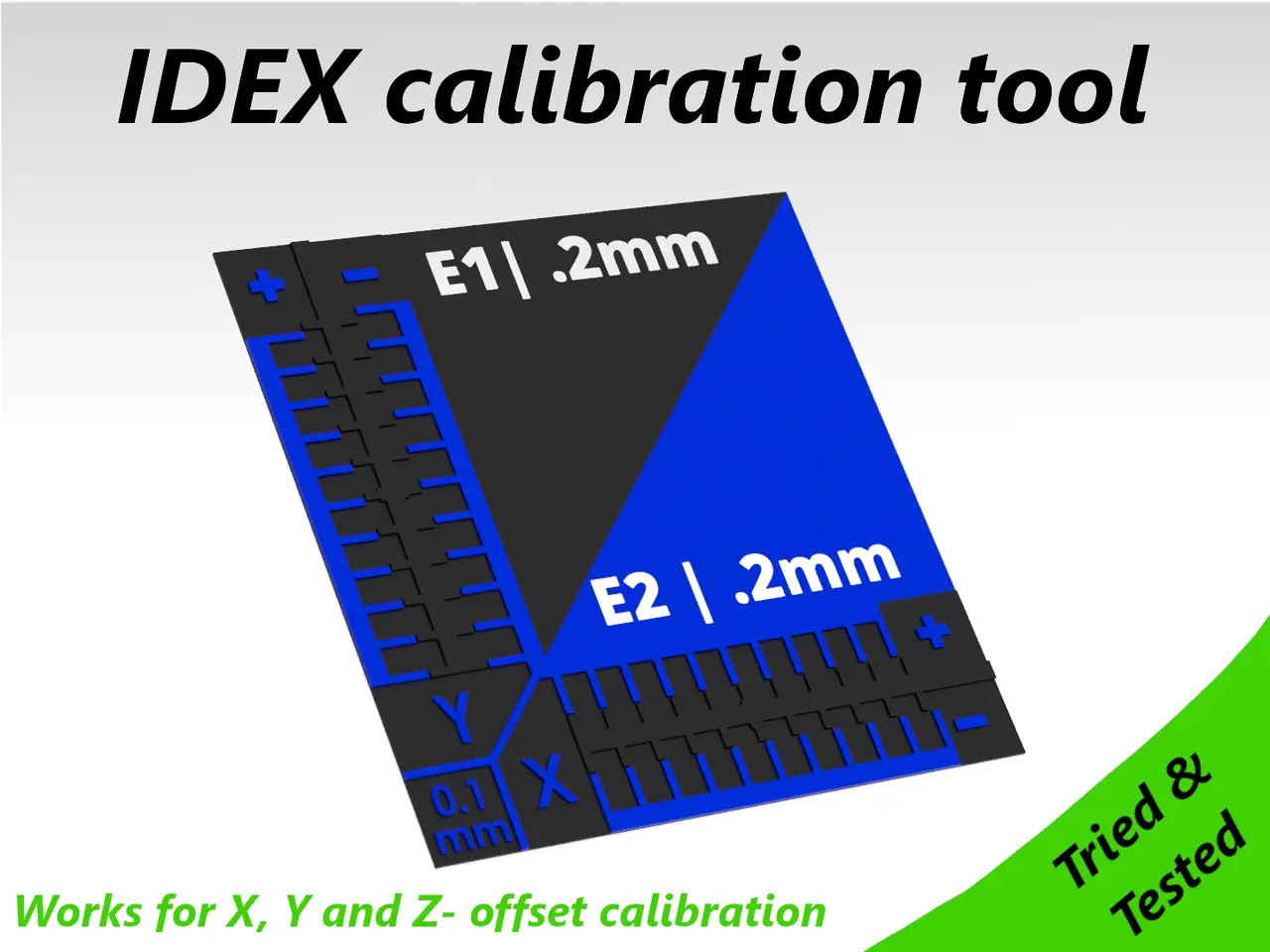 X, Y and Z calibration tool for IDEX / dual extruder / dual color 3D printers — modelo 3D