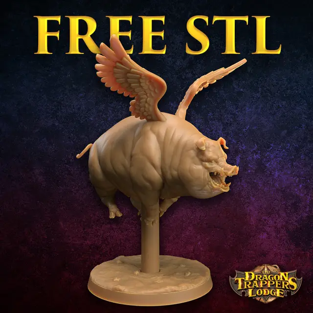 Free Flying Pig STL | PRESUPPORTED | Revenge of the Farmomancer — modelo 3D