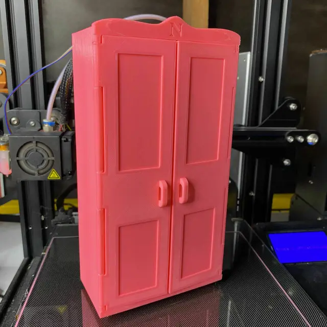 Barbie Armoire - Shoe cabinet with print-in-place doors — modelo 3D