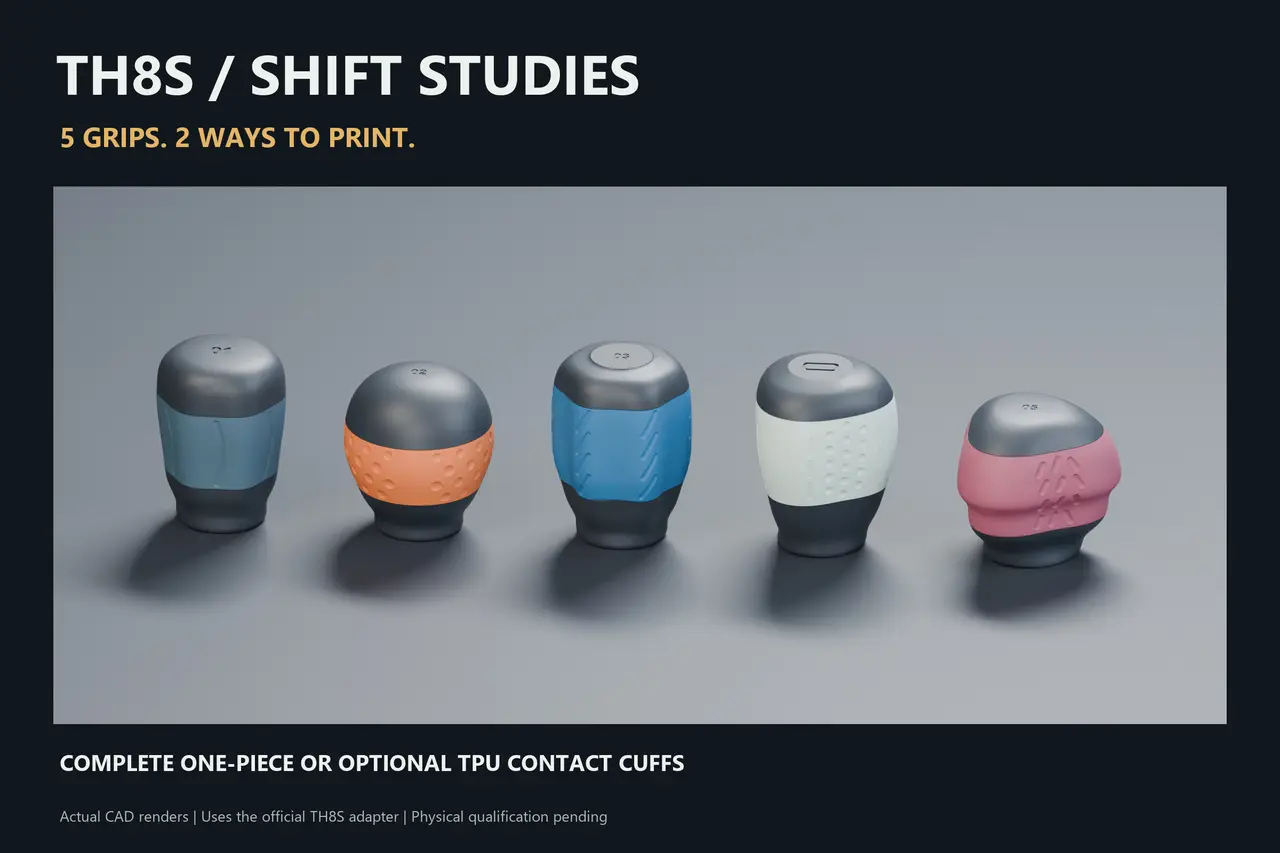 TH8S Shifter Knobs | 5 Styles + Optional TPU Grips — modelo 3D