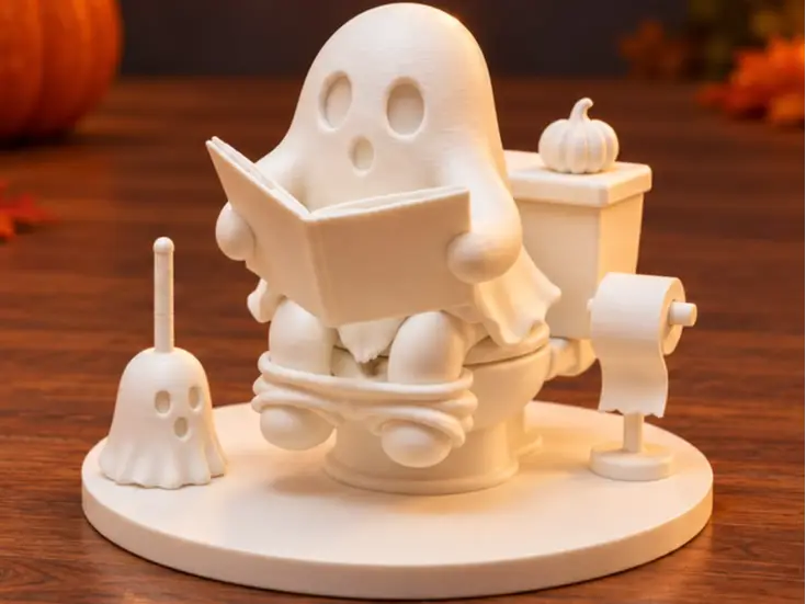 Funny ghost on a toilet — modelo 3D