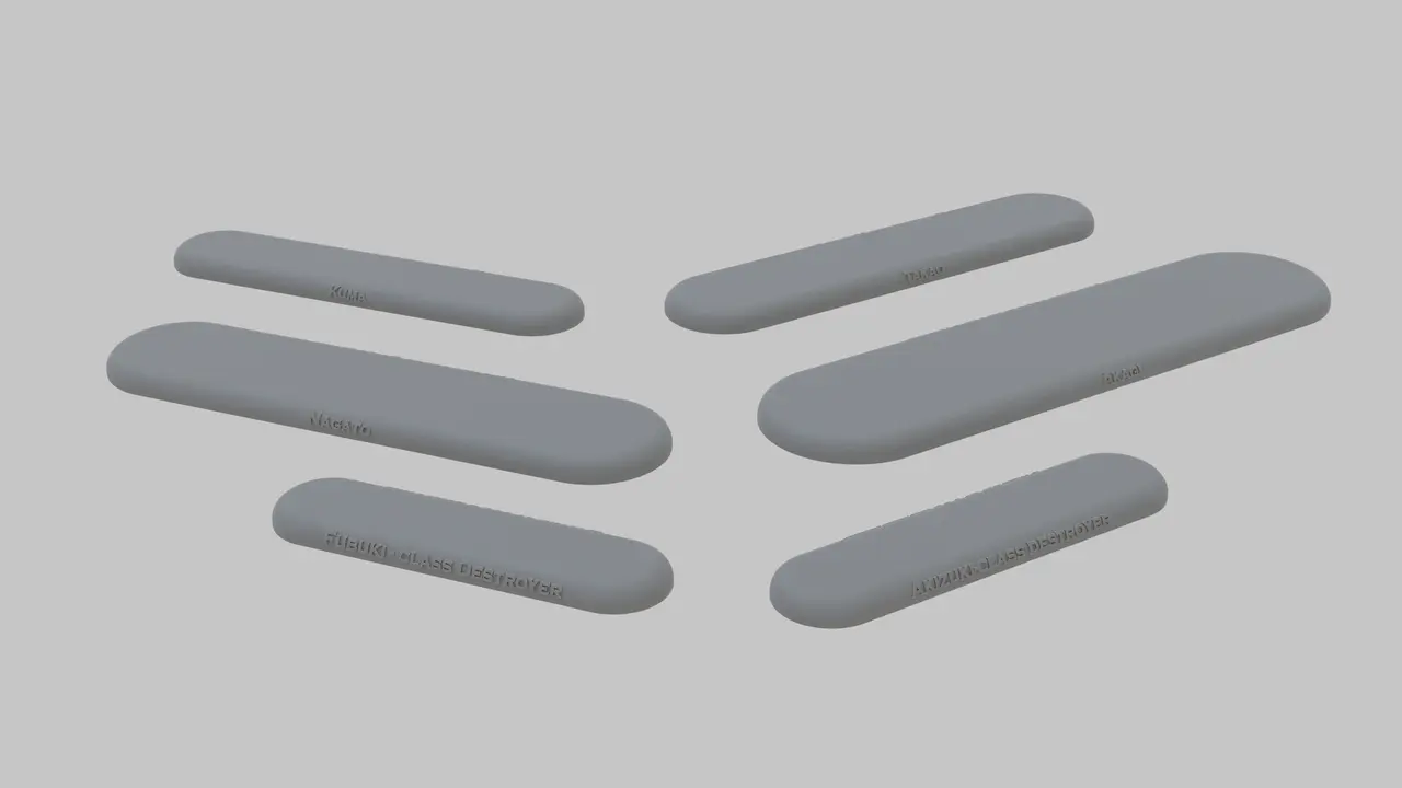 WW2 Imperial Japanese Navy Fleet Pack 1 VAS Plinth set — modelo 3D