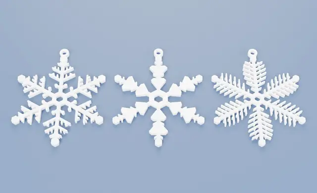Snowflake Ornament – 3 Lace Snowflakes: Stellar, Sector, Fern – Flat Print, No Supports – Free — modelo 3D