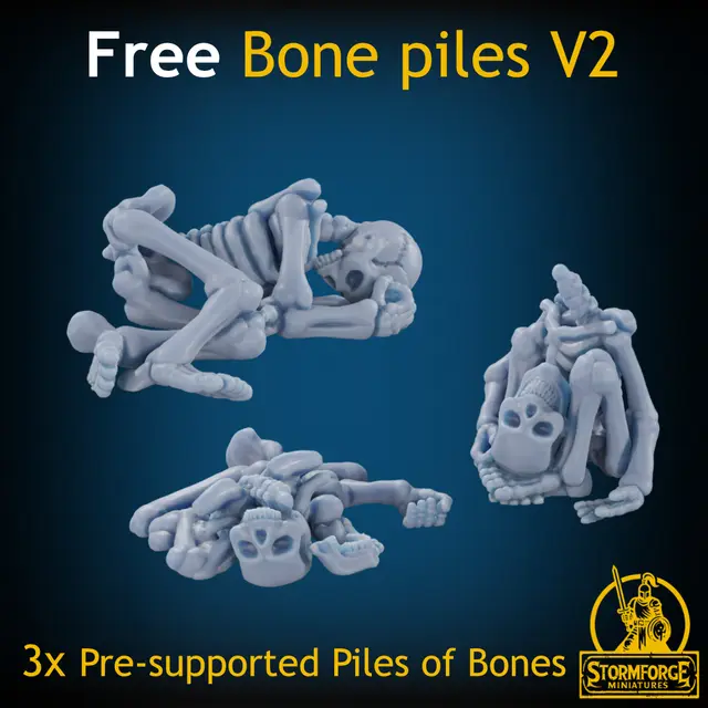 Skeleton Bone Pile Set 2 !SUPPORTED! !FREE! — modelo 3D