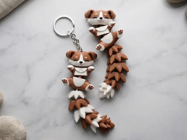Fluffy Tail Cute Flexi Puppy - Articulated Toy / Keychain — modelo 3D