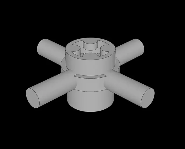 Lego Compatible (48723.dat) Bar 1L Quadruple with Axlehole Hub — modelo 3D