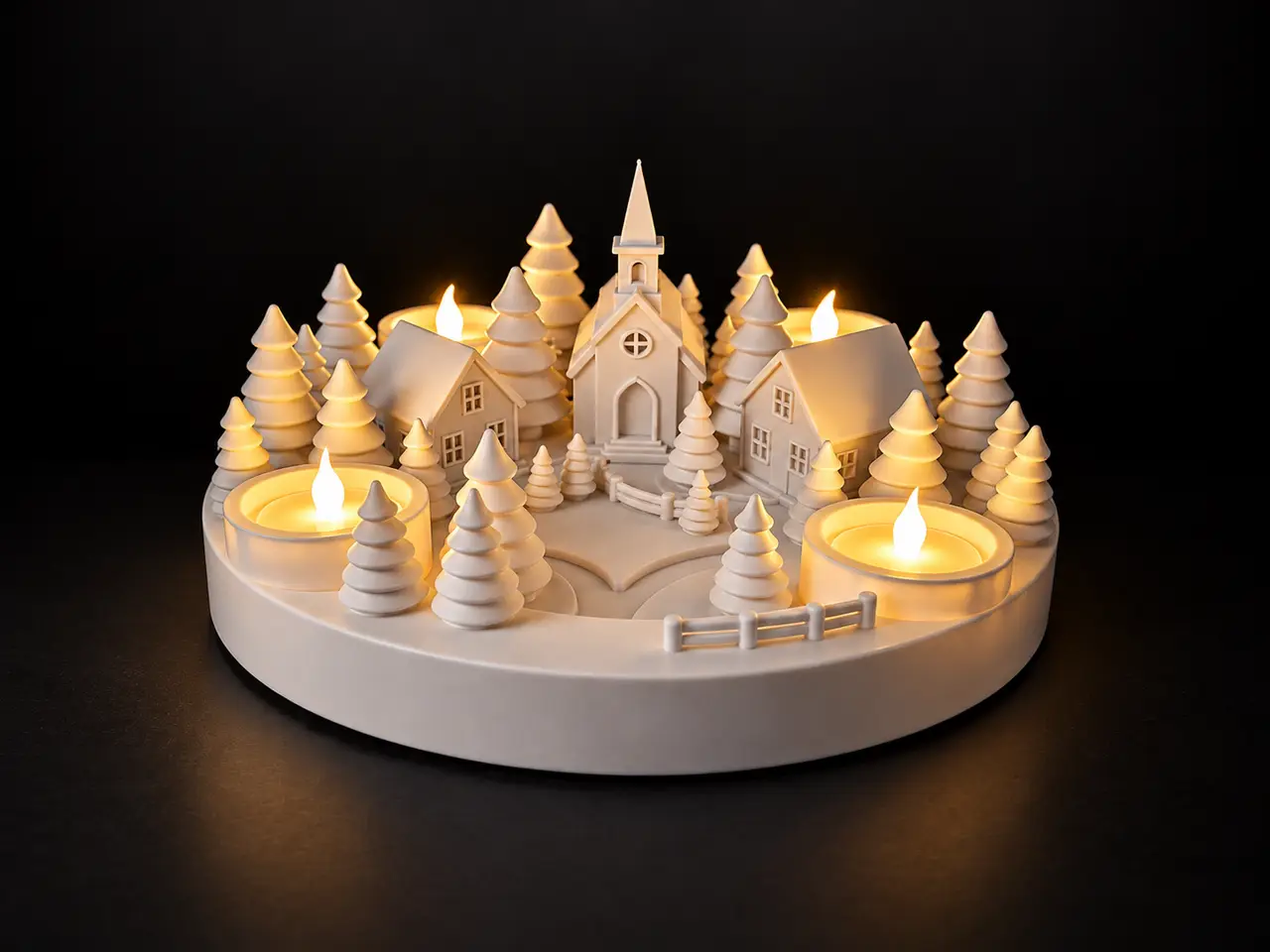 Adventskranz - Teelicht Winterlandschaft — modelo 3D