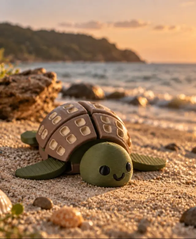 Waffle Turtle Flexi Toy – Cute Food Fidget — modelo 3D