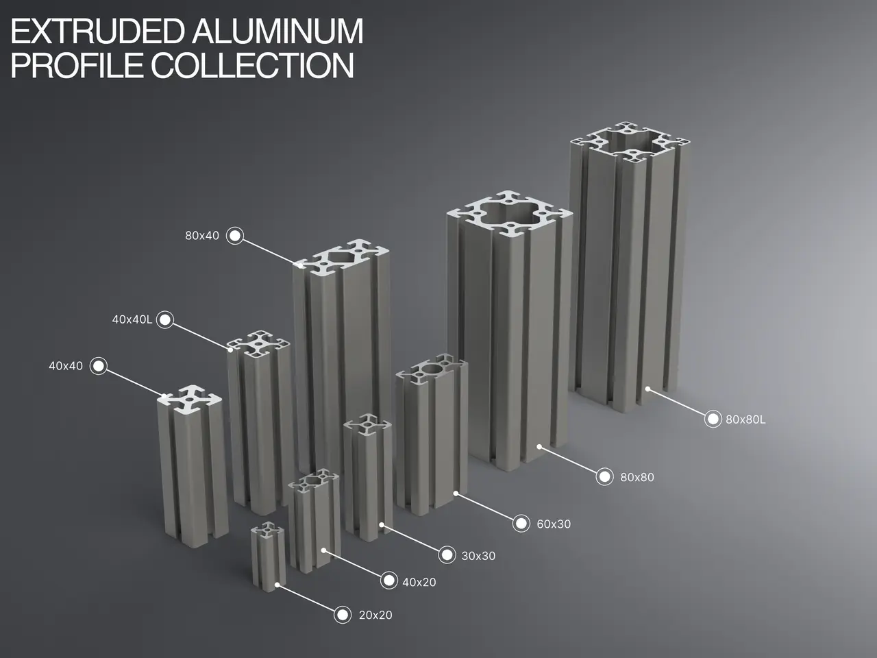 Extruded Aluminum Profile Collection — modelo 3D