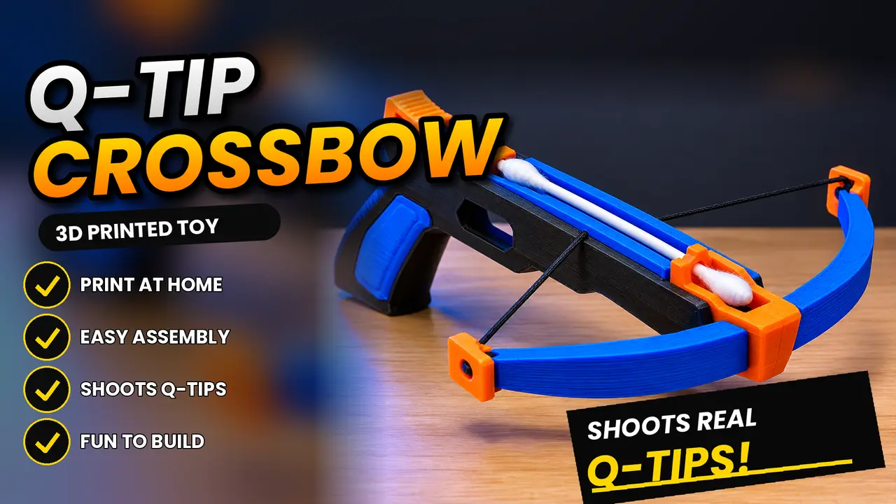 Q-tip shooting cross bow — modelo 3D