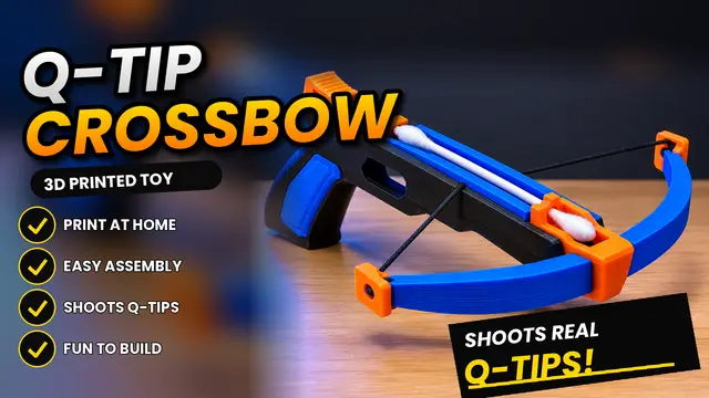 Q-tip shooting cross bow — modelo 3D