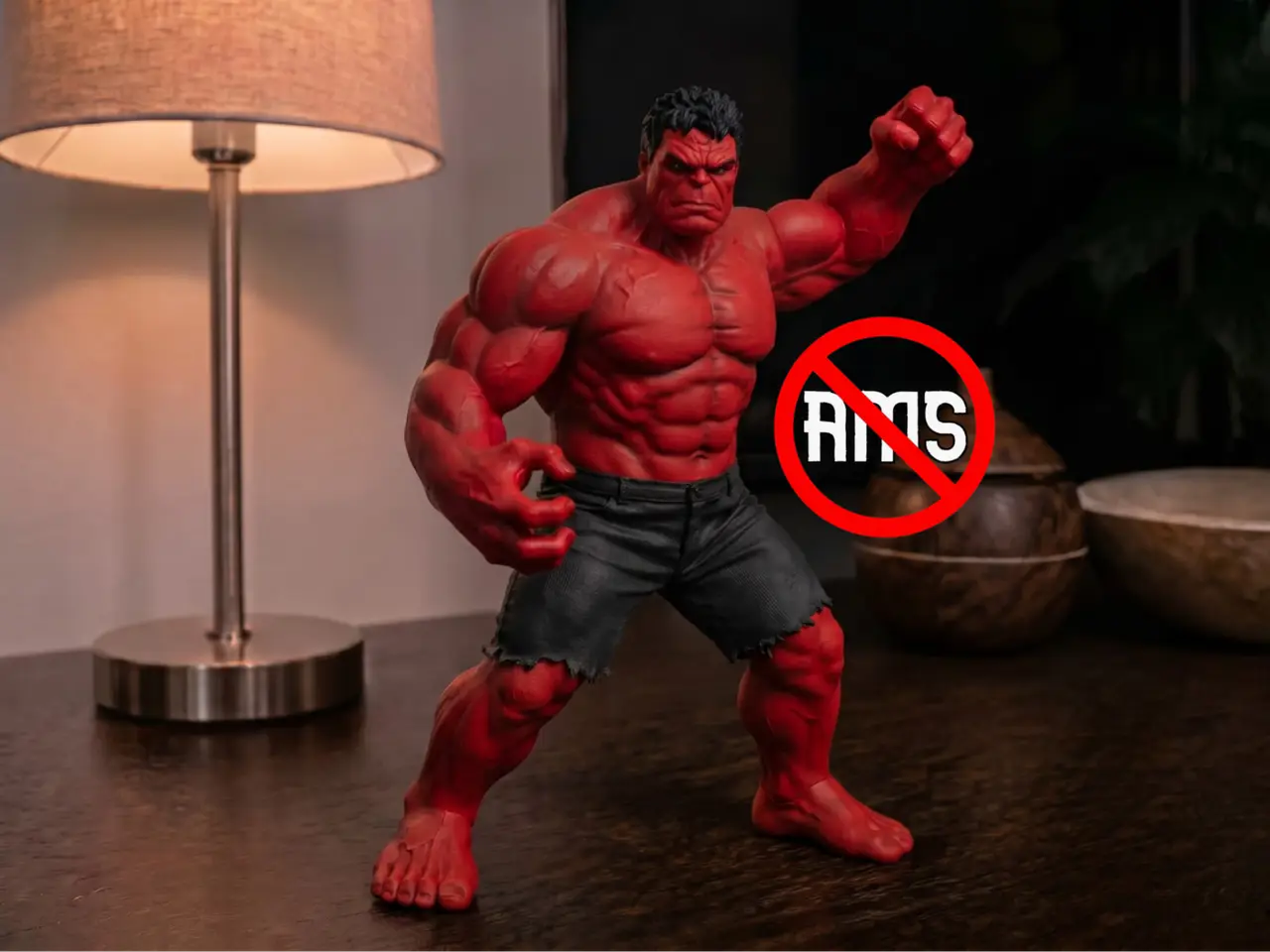 Red Hulk Battle Pose NO AMS Collectible — modelo 3D
