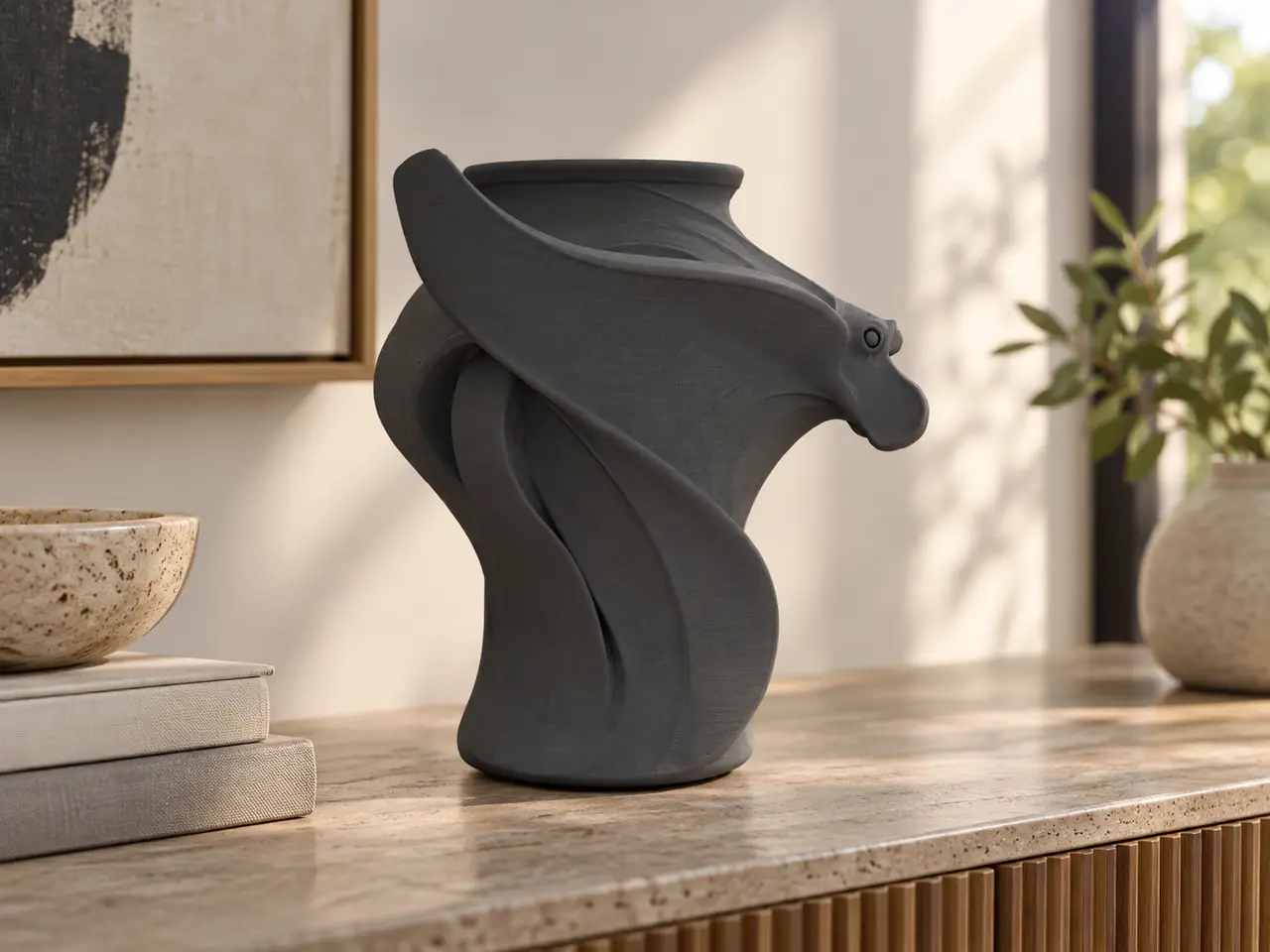 Minimalist Dragon Head Vase | Fantasy Planter — modelo 3D