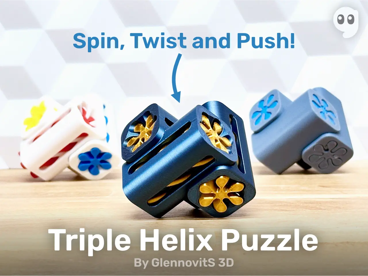 Triple Helix Puzzle (6 piece brainteaser + fidget) — modelo 3D