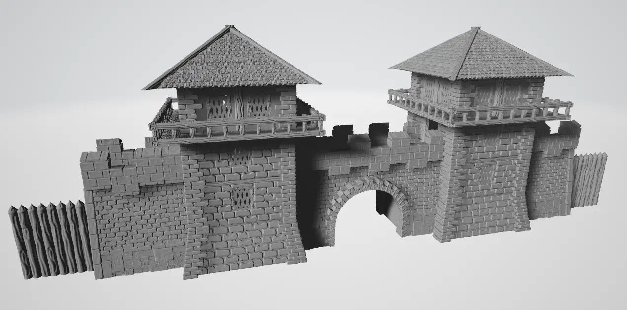 city wall with gate — modelo 3D