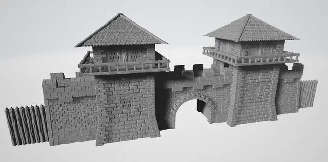 city wall with gate — modelo 3D