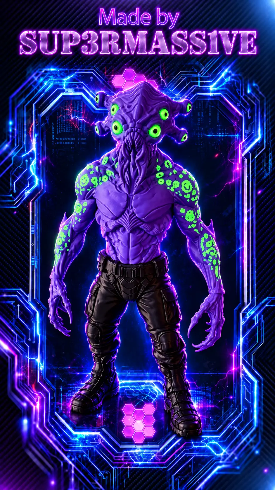SUP3R 10-Eyed Futuristic Alien — modelo 3D