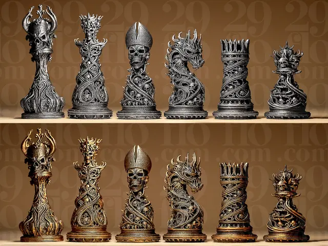 Gothic Ornamental Chess Set — modelo 3D
