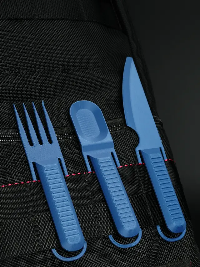 Clip-on Hiking Utensil set — modelo 3D