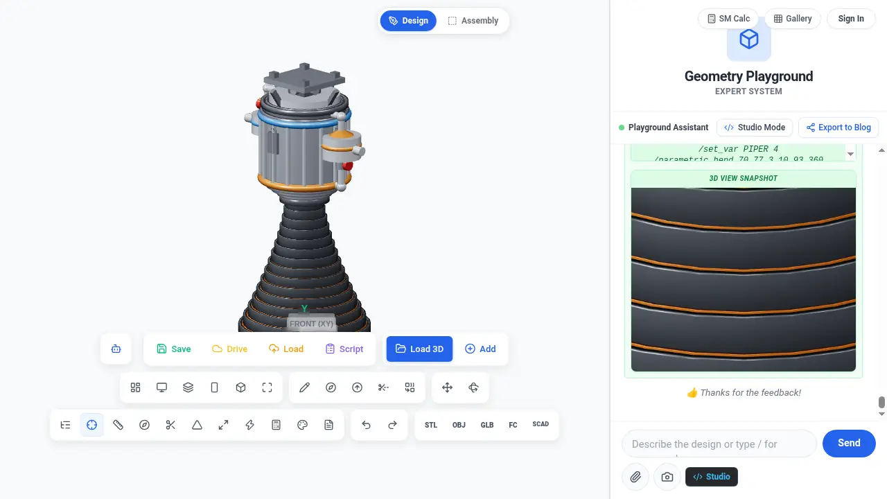 Customizable Methalox Rocket Engine Assembly Model (300 mm, 111 Parts) — modelo 3D