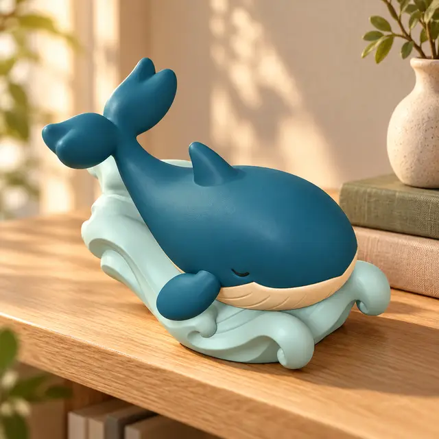 Baleia Maré Mansa - Whale on Wave - STL + 4 Color 3MF — modelo 3D
