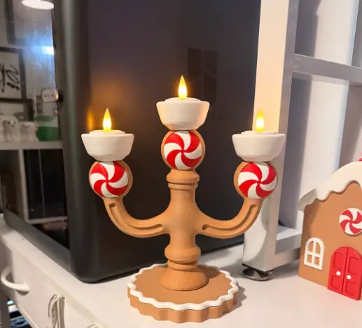 Gingerbread Peppermint Candelabra LED Holder — modelo 3D