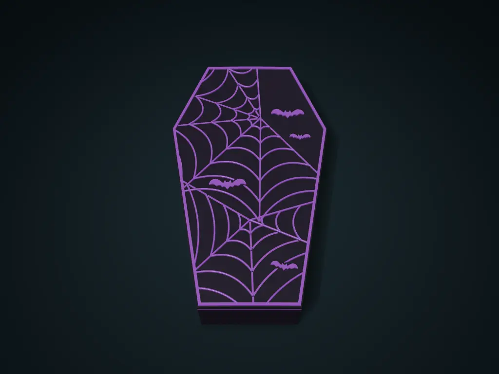 Spiderweb Coffin Jewelry Box with Arched Lid | Halloween — modelo 3D