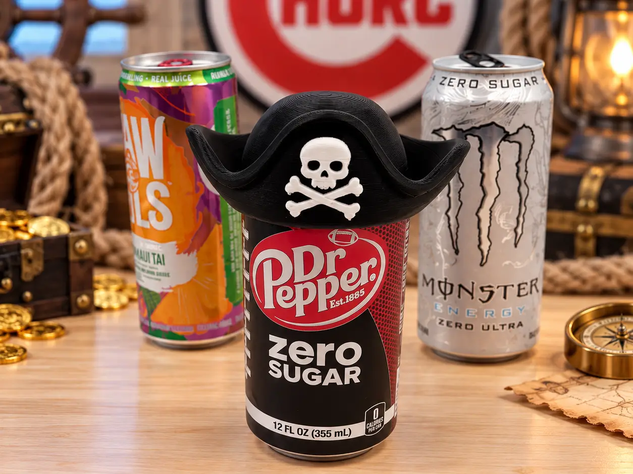Pirate Hat Can Topper – With & Without Straw Hole — modelo 3D
