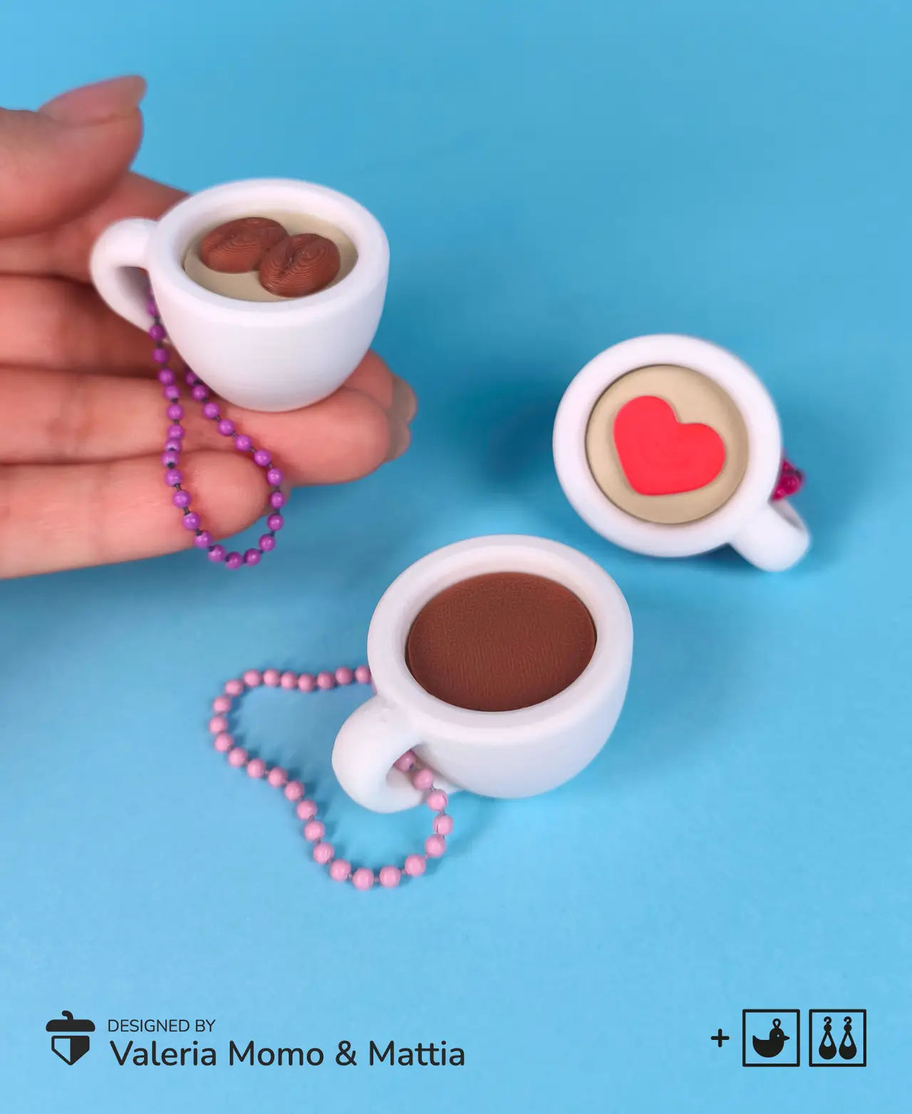 Coffee Cup Keychain & Charms (print-in-parts) — modelo 3D
