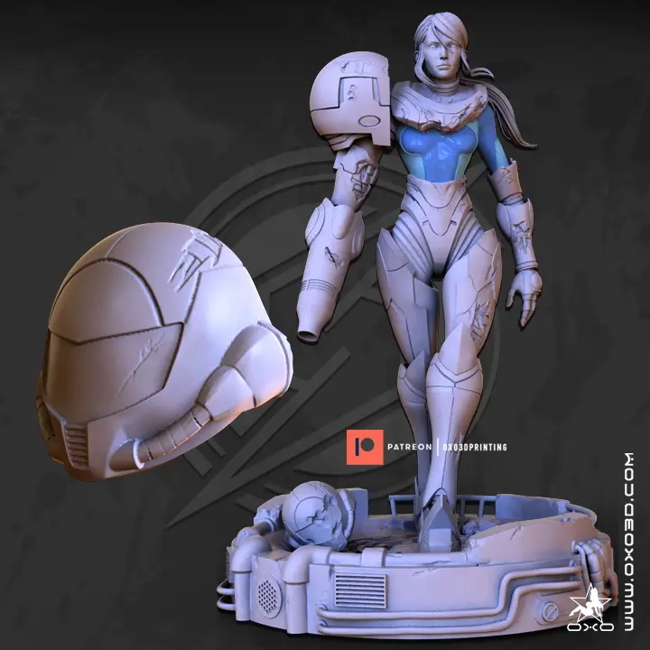 Metroid Dread Samus Aran Damaged Helmet — modelo 3D
