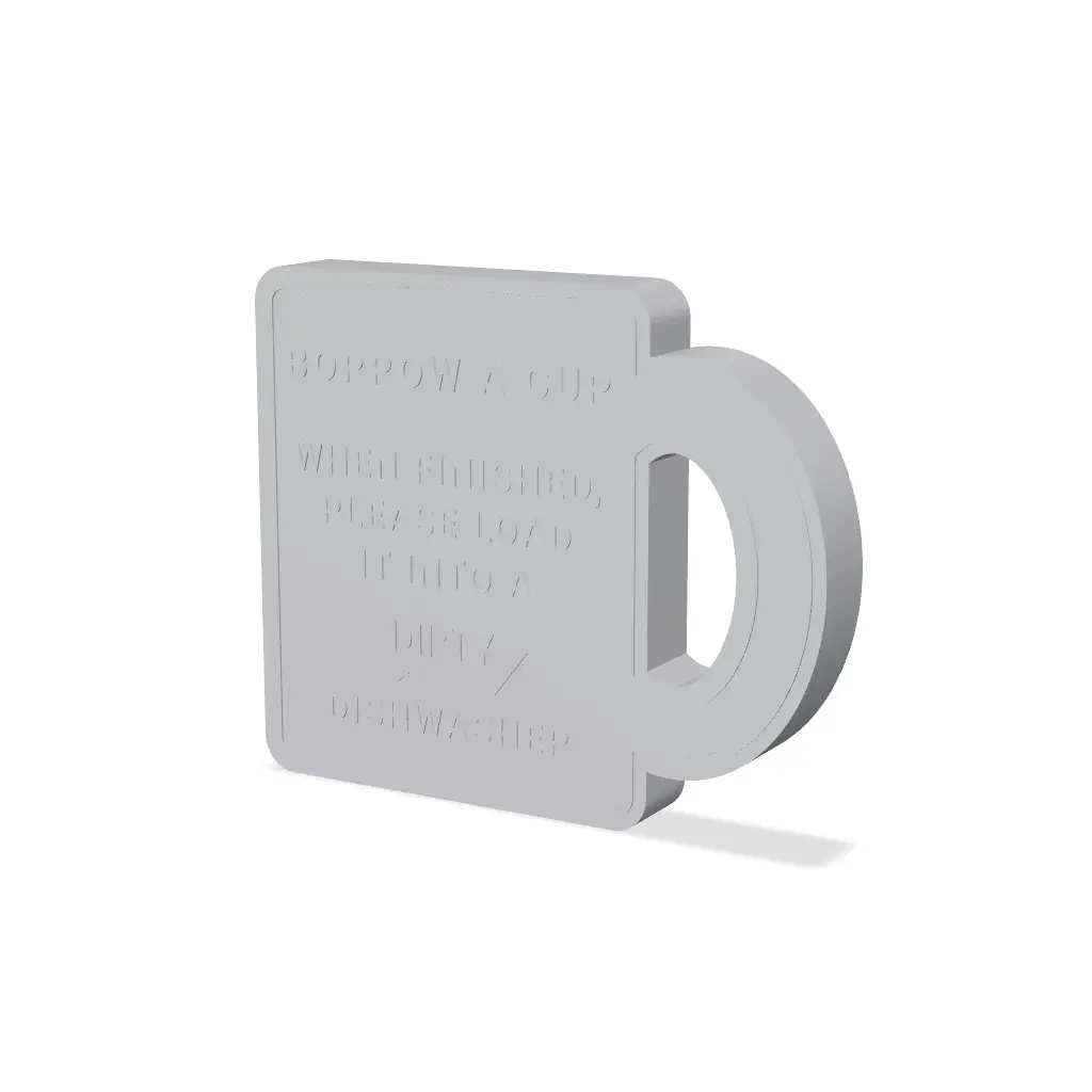 "Borrow a Cup" Office Dishwasher Sign | Coffee Mug Kitchen Signage — modelo 3D