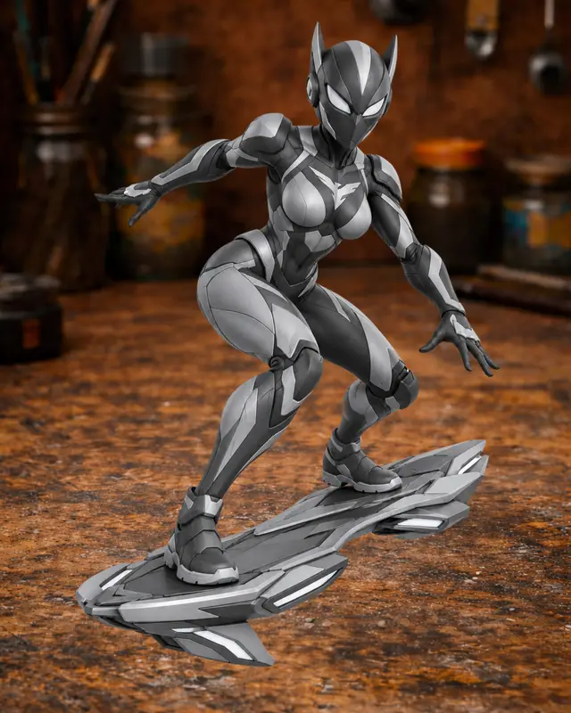 Cyber Cat Girl on Hoverboard — modelo 3D