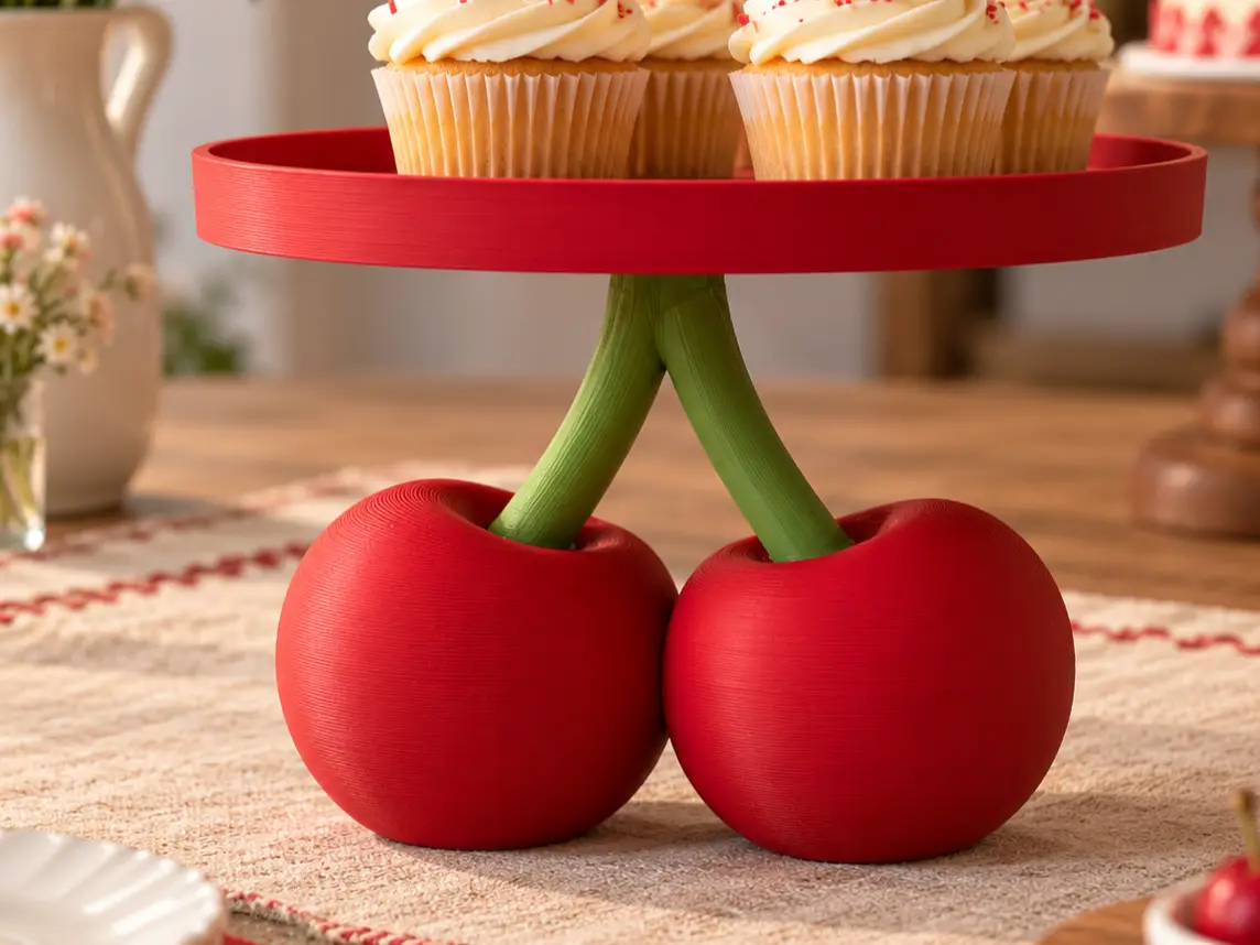Cherry Cake Stand – Suporte Bolo Base de Cerejas — modelo 3D