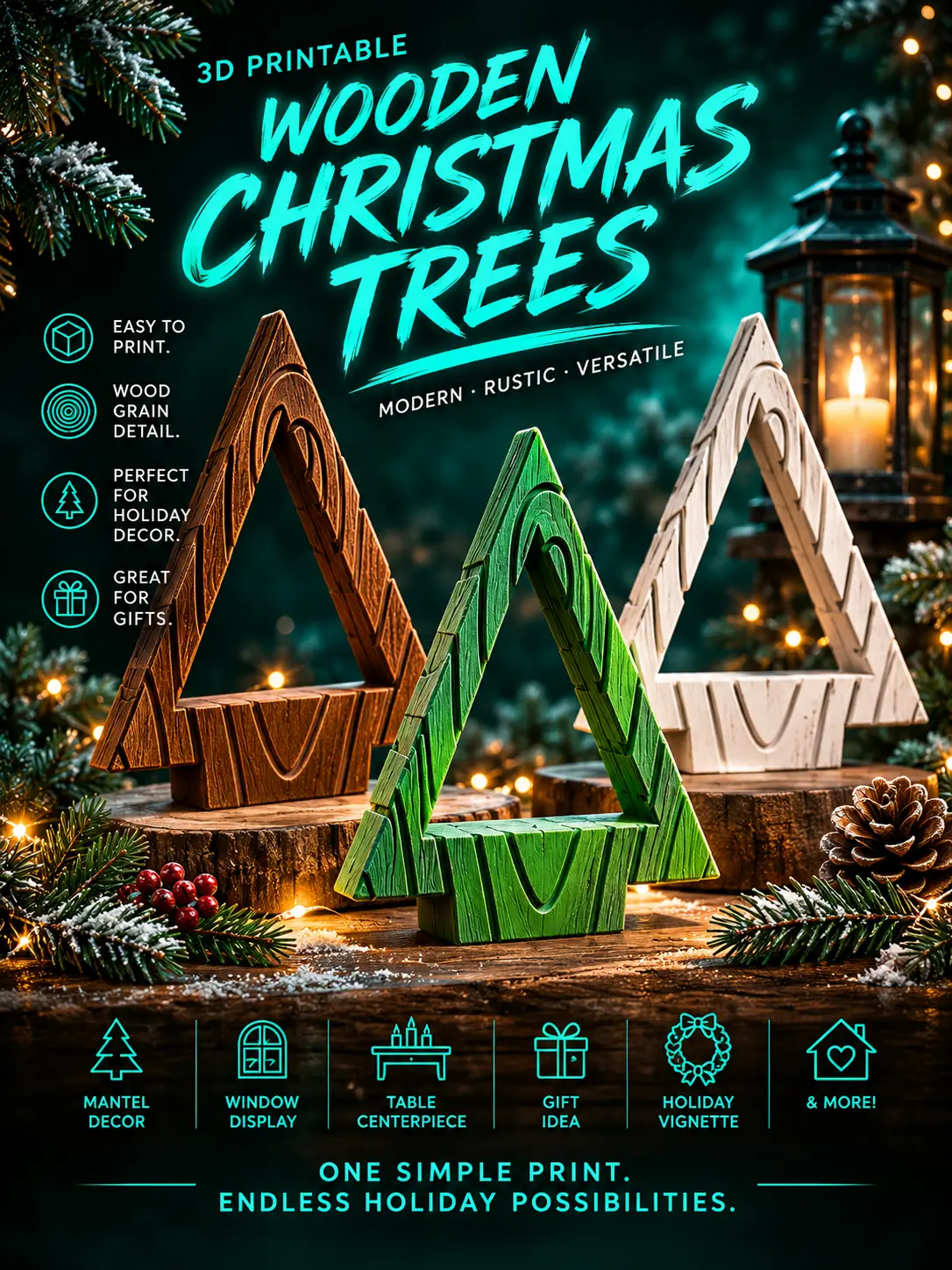 3D Printable Wooden Christmas Trees — modelo 3D