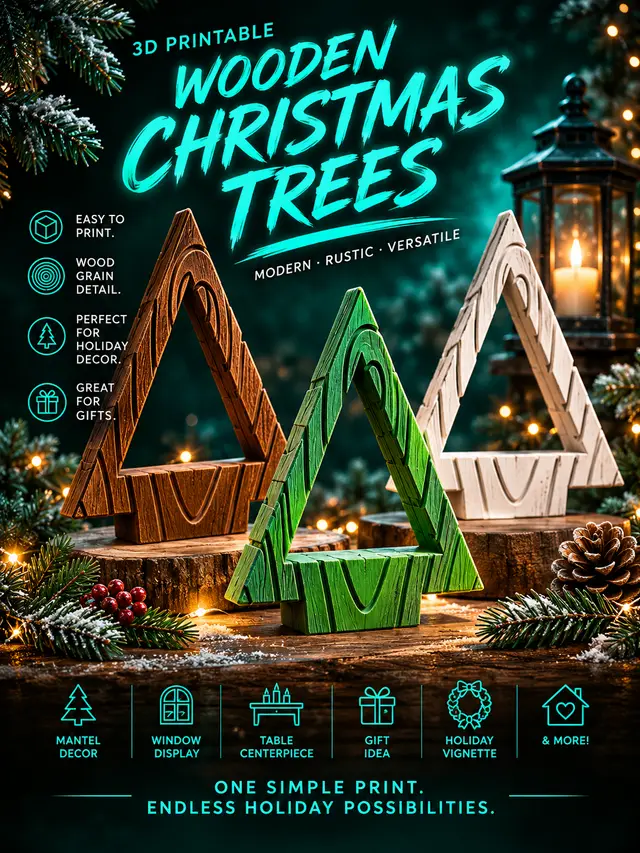 3D Printable Wooden Christmas Trees — modelo 3D