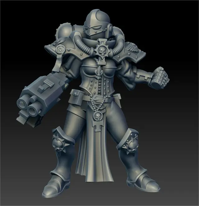 battle nun with grenade and storm gun — modelo 3D