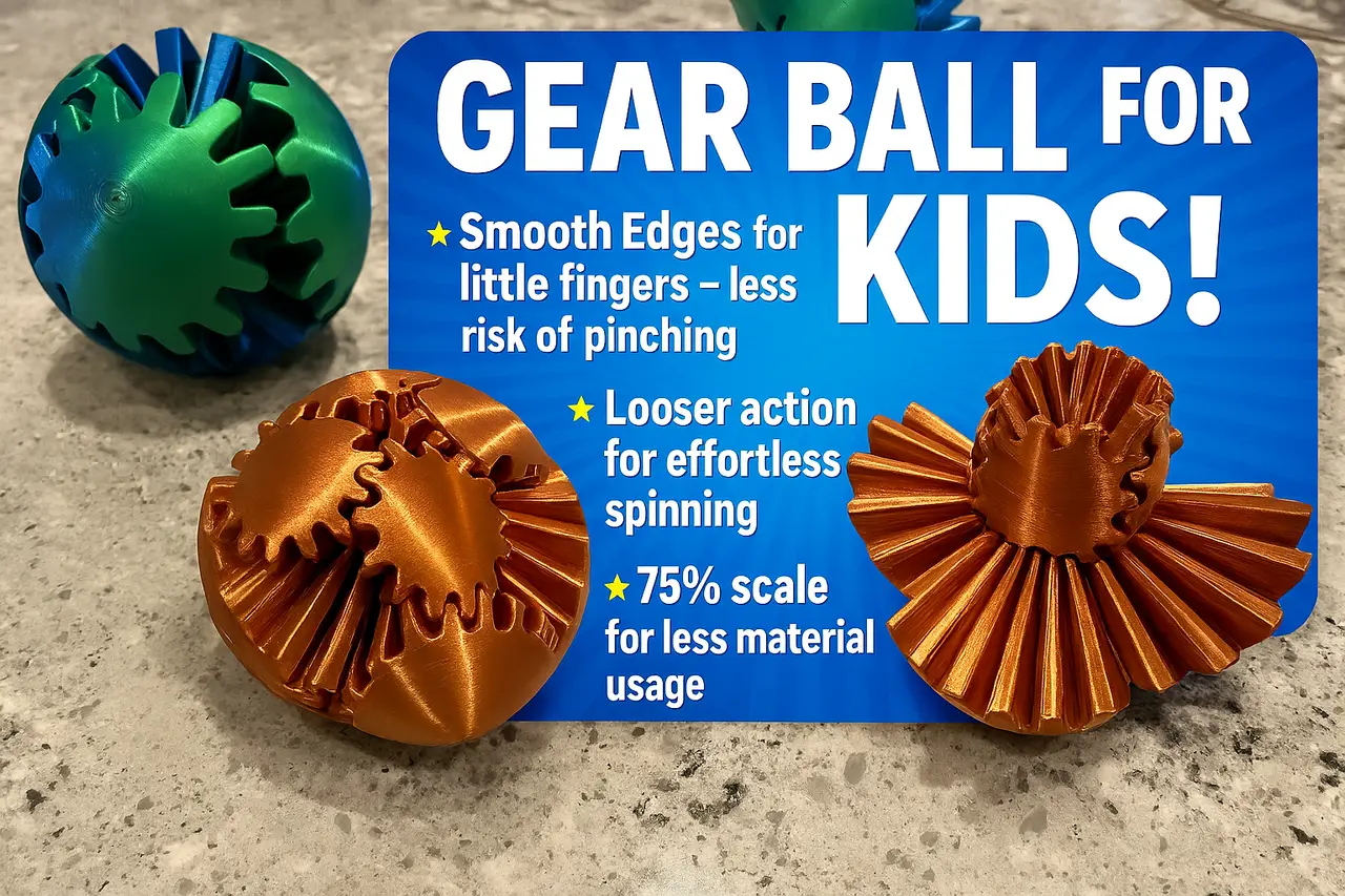 Gear Ball, Free Spinning, Smooth Edges, Great for Kids — modelo 3D