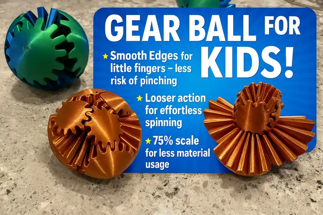 Gear Ball, Free Spinning, Smooth Edges, Great for Kids — modelo 3D