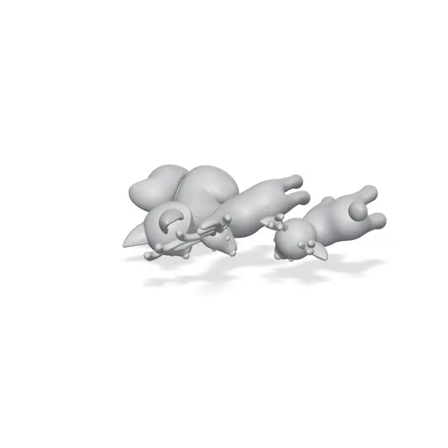 Christmas Fox and Reindeer Figurine Set — modelo 3D