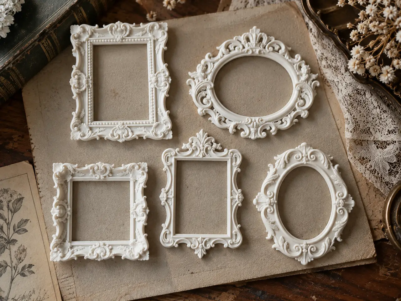 Baroque Miniature Picture Frames - Set of 5 — modelo 3D