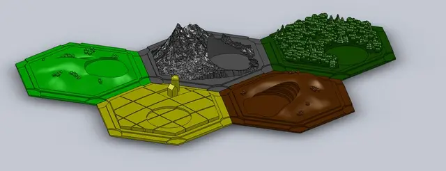 3D Catan Terrain Pieces — modelo 3D