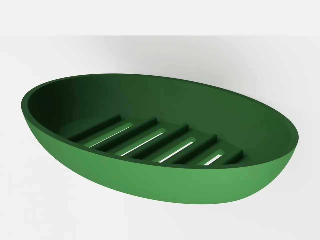 Pebble Soap Dish – Self-Draining Oval Soap Holder with Ribs, No Supports — modelo 3D