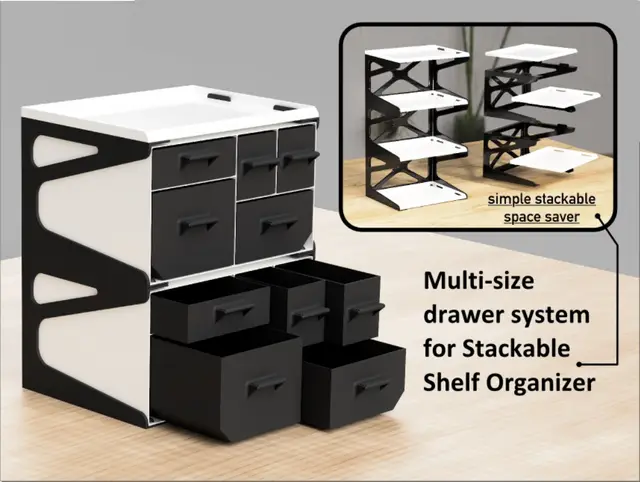 Stackable Shelf Organizer - Drawer System — modelo 3D