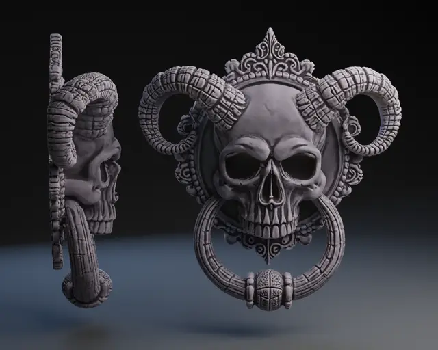 Gothic Skull Door Knocker — modelo 3D