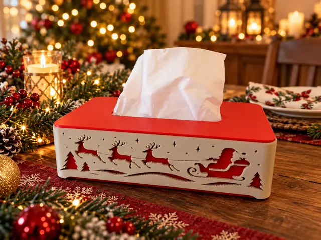 Christmas Tissue Box Cover – Santa and Reindeer — modelo 3D