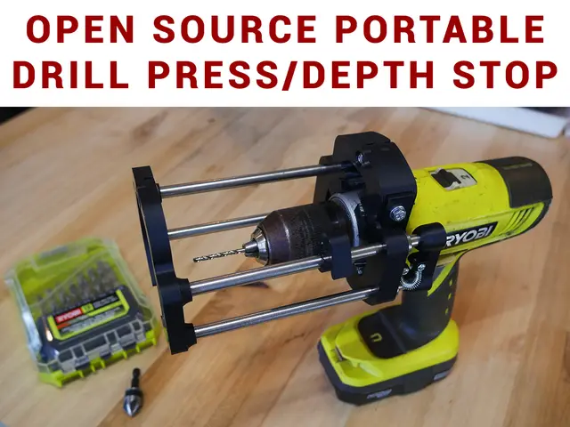 Portable drill press/depth stop attachment for hand drill - Open source — modelo 3D