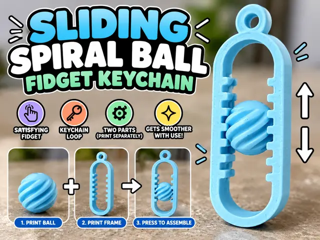 Sliding Spiral Ball Fidget | Satisfying Keychain — modelo 3D