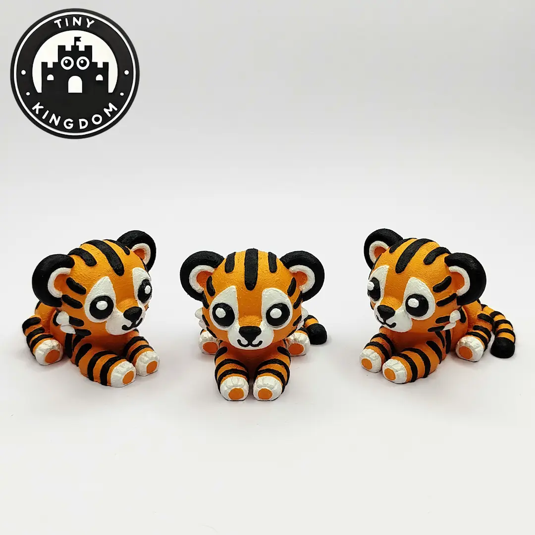 Flexi Tiny Tiger, Articulated fidget figure, keychain version included, 3mf included — modelo 3D